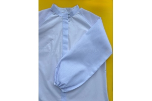 Сорочка жіноча під вишивку зі вставками канви, біла, довгий рукав, ворот стійка, розмір 50